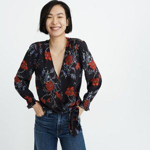 Madewell - Silk Wrap Top - Large